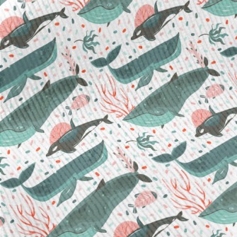 Whale Swimming Underwater Standard Corduroy