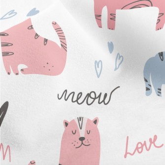 Hand Drawn Cute Kitten Micro Fleece
