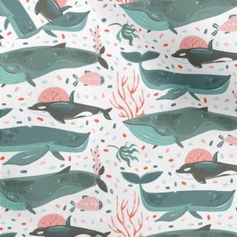Whale Swimming Underwater Micro Fleece
