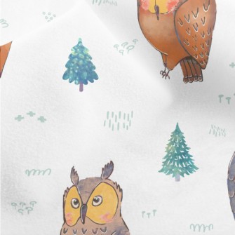Owl And Fantasy Green Trees Micro Fleece