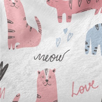 Hand Drawn Cute Kitten Minky