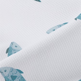 Minimalist Blue Fish Piqué