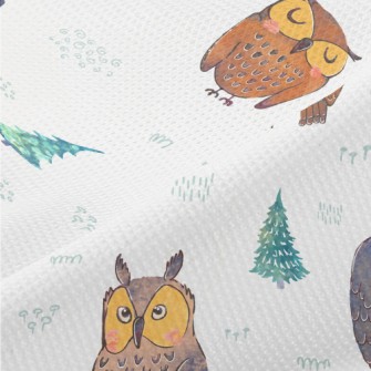 Owl And Fantasy Green Trees Piqué