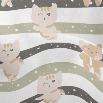 Playful Kitten Going To Work Lightweight Performance Linen