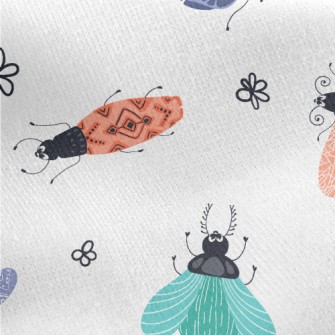 Colorful Playful Beetle Jersey Backed Fleece