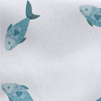 Minimalist Blue Fish Jersey Backed Fleece