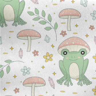Pastoral Mushroom Frog Jersey Backed Fleece