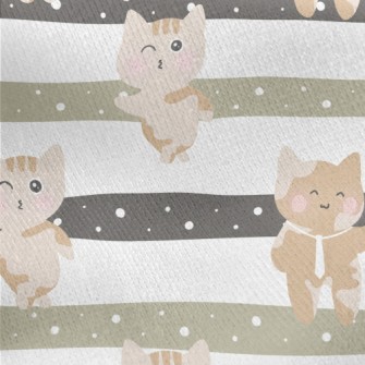 Playful Kitten Going To Work Jersey Backed Fleece