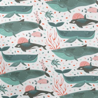 Whale Swimming Underwater Pongee