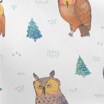 Owl And Fantasy Green Trees Pongee