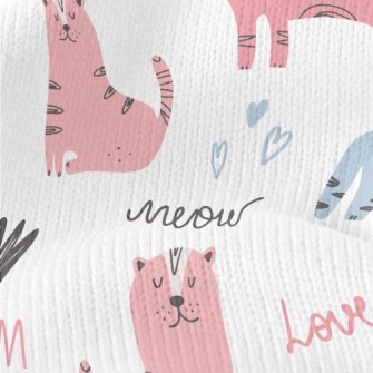 Hand Drawn Cute Kitten Stretch Jersey