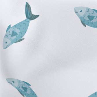 Minimalist Blue Fish Lightweight Cotton Poplin