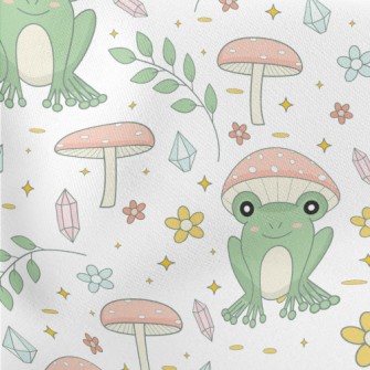 Pastoral Mushroom Frog Lightweight Cotton Poplin