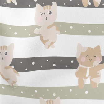 Playful Kitten Going To Work Lightweight Cotton Poplin
