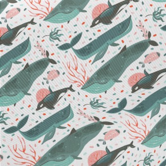 Whale Swimming Underwater Midweight Cotton Poplin