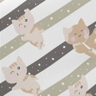 Playful Kitten Going To Work Midweight Cotton Poplin