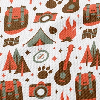 Camping Campfire Guitar Birdseye Piqué