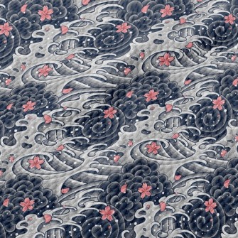 Sakura Waves Birdseye Piqué