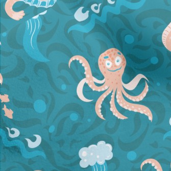 Octopus And Seahorse Micro Fleece