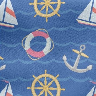 Sailboat Steering Wheel Jersey Backed Fleece