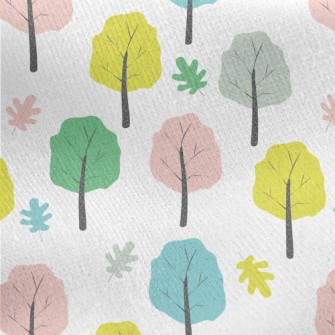 Colorful Trees With Fallen Lea Jersey Backed Fleece