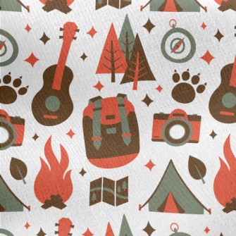 Camping Campfire Guitar Jersey Backed Fleece