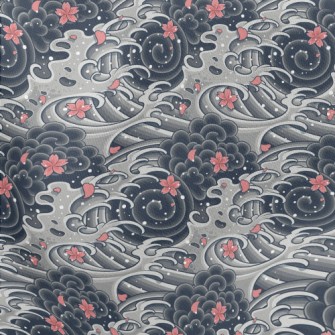 Sakura Waves Lightweight Cotton Poplin