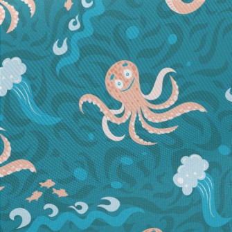 Octopus And Seahorse Midweight Cotton Poplin