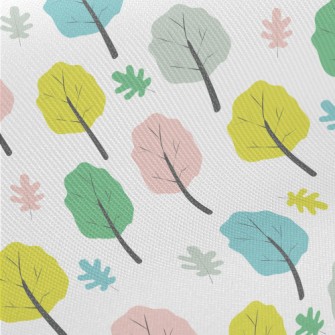 Colorful Trees With Fallen Lea Midweight Cotton Poplin