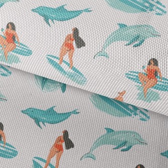 Surfer Girl With Dolphin Waterproof Oxford