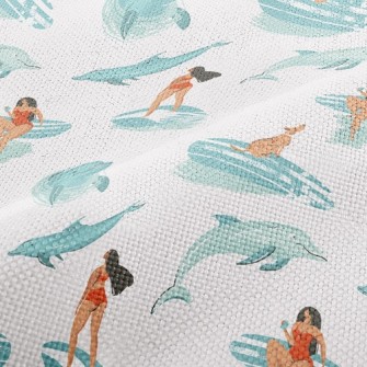 Surfer Girl With Dolphin Performance Linen