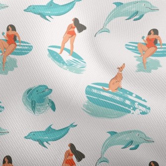 Surfer Girl With Dolphin Dobby