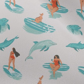 Surfer Girl With Dolphin Chiffon