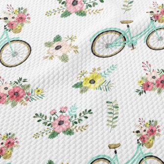 Flower Decoration Bicycle Birdseye Piqué