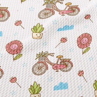 Beautiful Flower Bicycle Birdseye Piqué