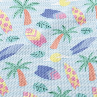 Surfboards And Palm Trees Birdseye Piqué