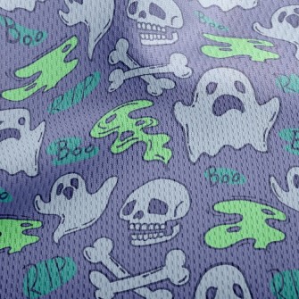 Scary Skull Ghost Athletic Mesh Flat Back