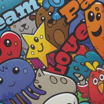 Love And Peace Animal Party Twill