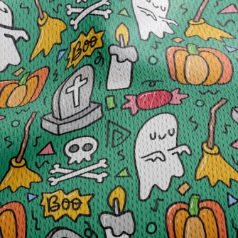 Cartoon Tombstone Candle Athletic Mesh Flat Back