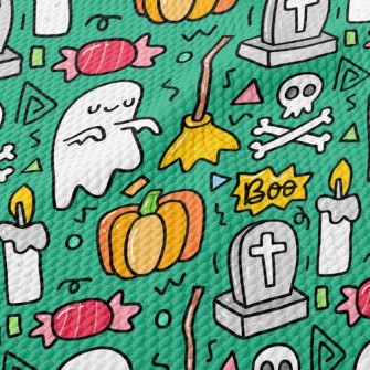 Cartoon Tombstone Candle Birdseye Piqué