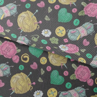 Flower Wool Buttons Waterproof Oxford