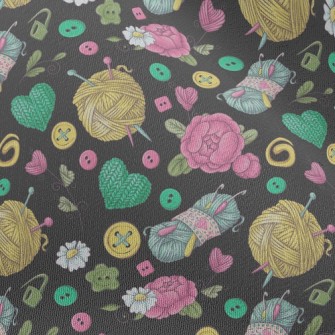 Flower Wool Buttons Chiffon