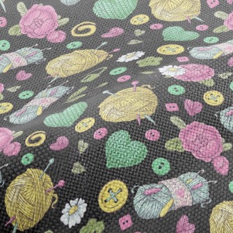 Flower Wool Buttons Performance Linen