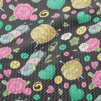 Flower Wool Buttons Birdseye Piqué