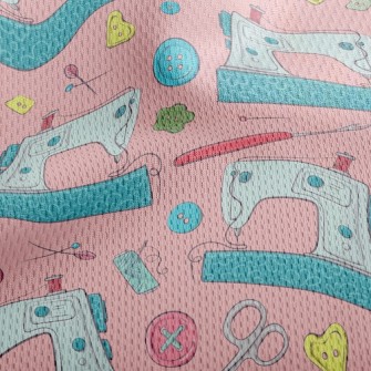 Sewing Machine And Scissors Athletic Mesh Flat Back