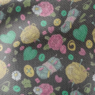 Flower Wool Buttons Waterproof Canvas