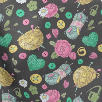 Flower Wool Buttons Stretch Ponte