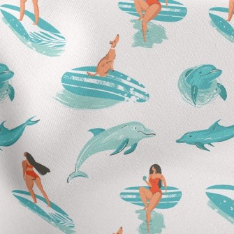 Surfer Girl With Dolphin Stretch Ponte