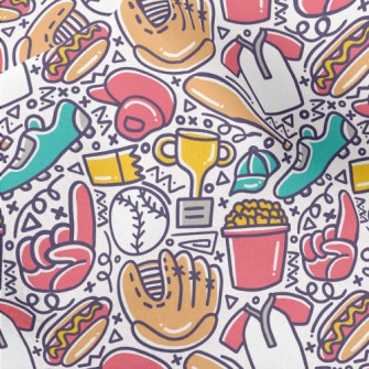 Cartoon Baseball Doodle Micro Fleece