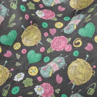 Flower Wool Buttons Minky